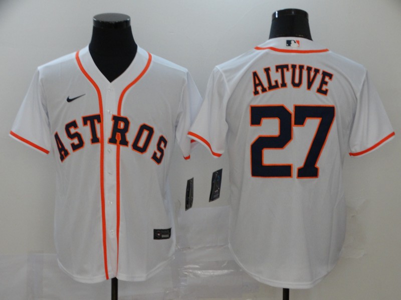 Men's Houston Astros #27 Jose Altuve White Cool Base Stitched MLB Jersey